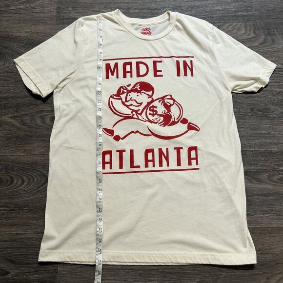 Buckhead Thread ATL Shirt Large Cream Red Tee Made in Atlanta Braves Local Pride - Picture 5 of 6